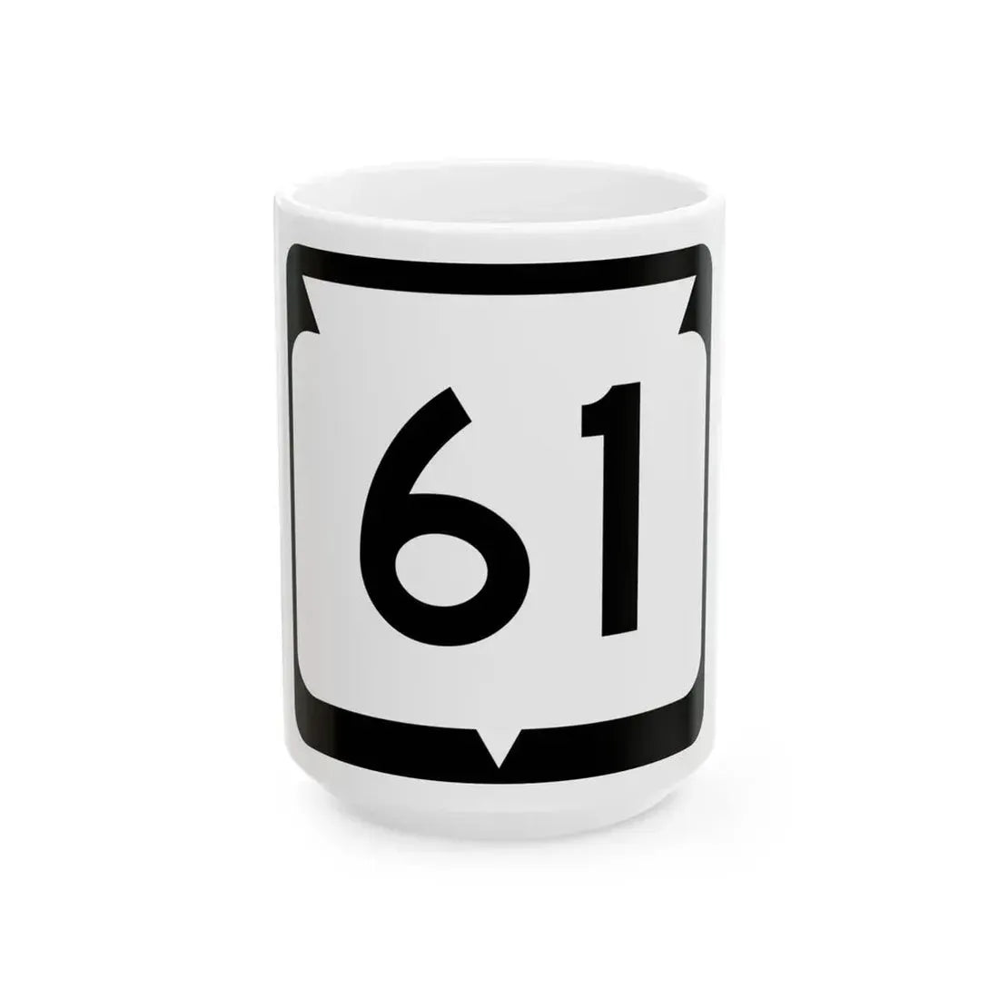 WIS 61 (Wisconsin) (Road Sign) White Coffee Mug 15oz - Go Mug Yourself