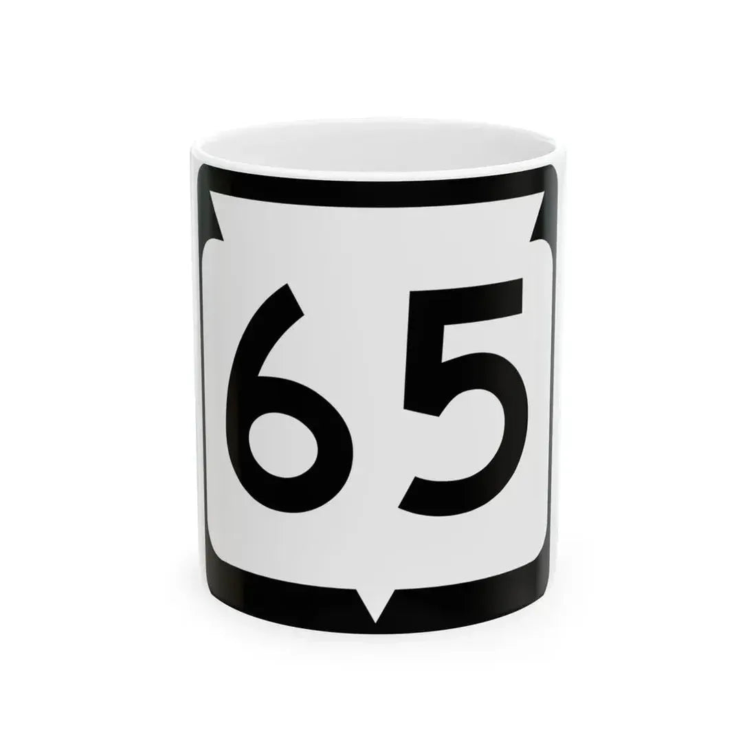 WIS 65 (Wisconsin) (Road Sign) White Coffee Mug 11oz - Go Mug Yourself