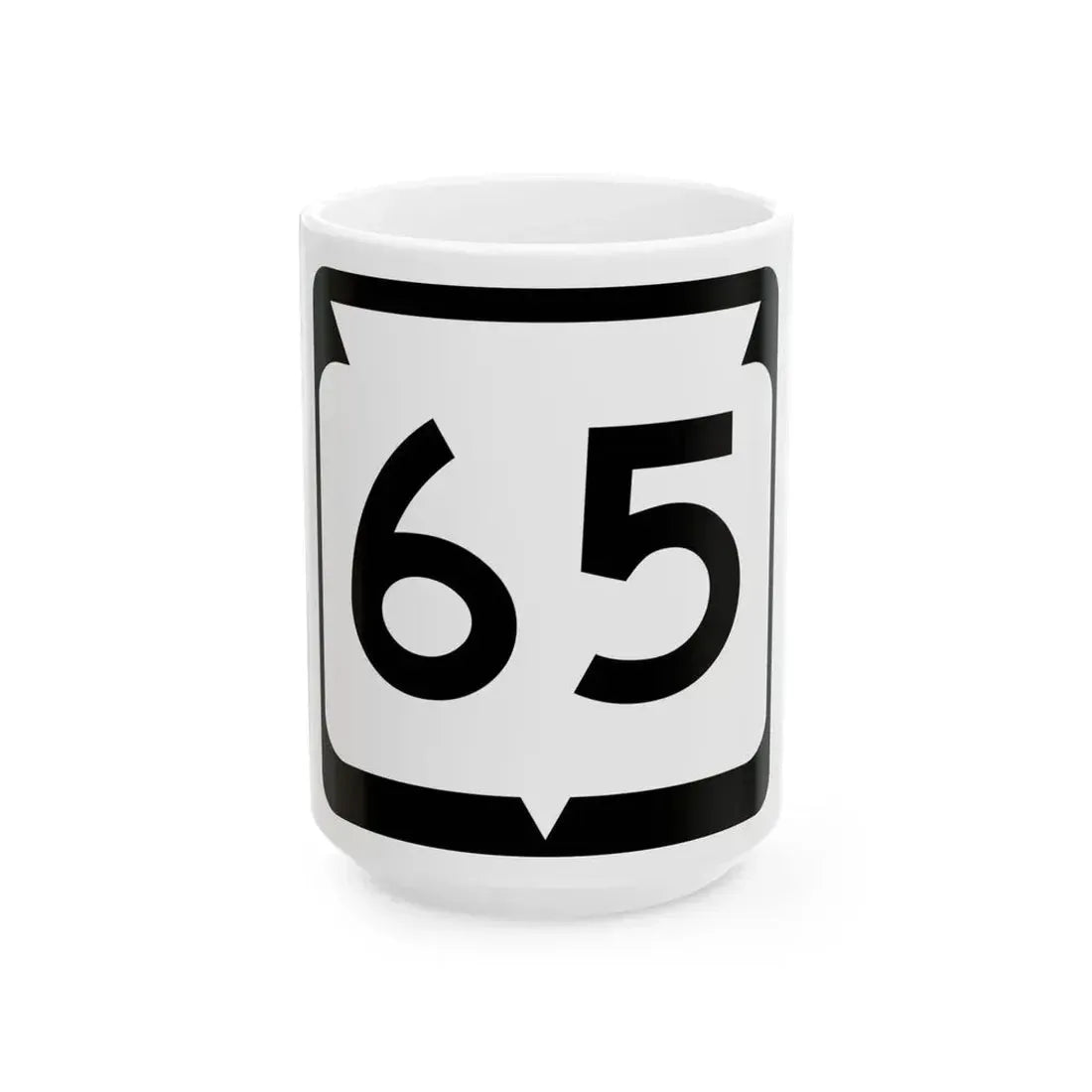 WIS 65 (Wisconsin) (Road Sign) White Coffee Mug 15oz - Go Mug Yourself