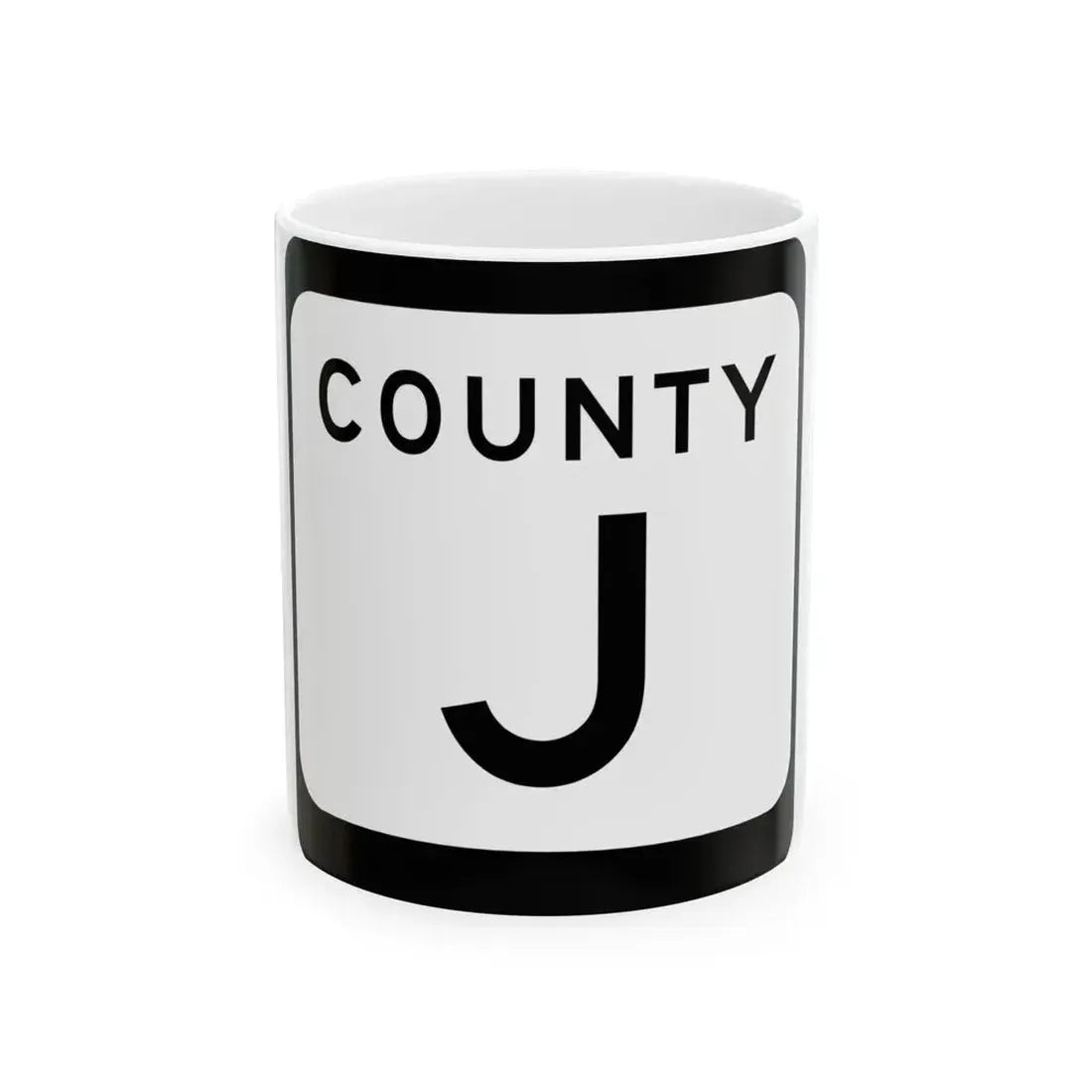 WIS County J (Wisconsin) (Road Sign) White Coffee Mug 11oz - Go Mug Yourself