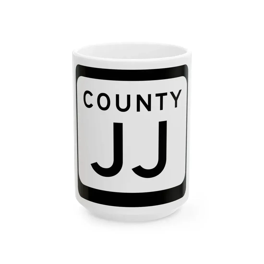 WIS County JJ (Wisconsin) (Road Sign) White Coffee Mug 15oz - Go Mug Yourself