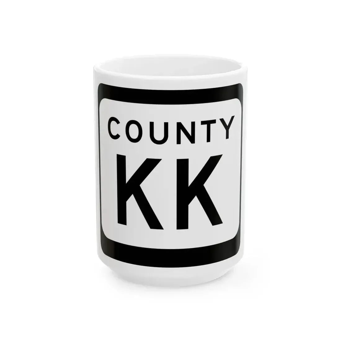 WIS County KK (Wisconsin) (Road Sign) White Coffee Mug 15oz - Go Mug Yourself