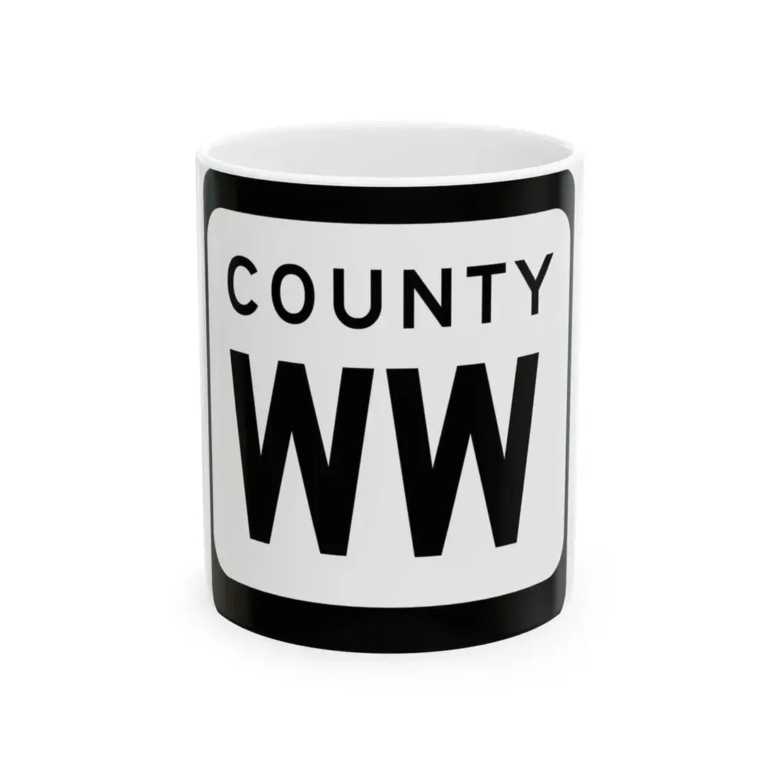 WIS County WW (Wisconsin) (Road Sign) White Coffee Mug 11oz - Go Mug Yourself