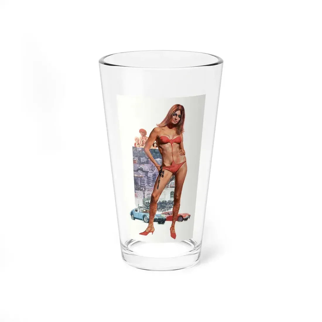 Woman in Red Bikini, Paperback Cover Illustration - Pint Glass 16oz 16oz - Go Mug Yourself