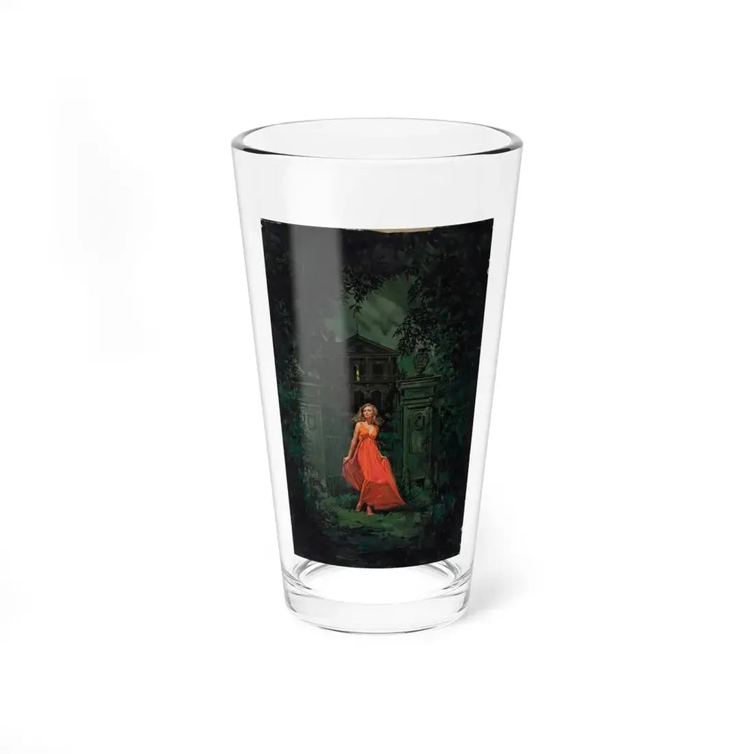 Woman in Red in Front of Erie House, paperback cover - Pint Glass 16oz 16oz - Go Mug Yourself