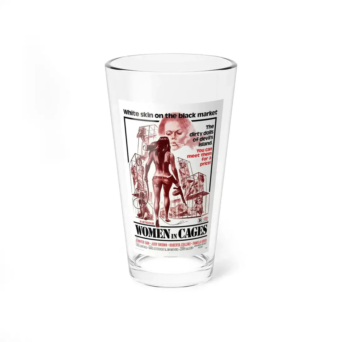 WOMEN IN CAGES 1971 Movie Poster - Pint Glass 16oz 16oz - Go Mug Yourself