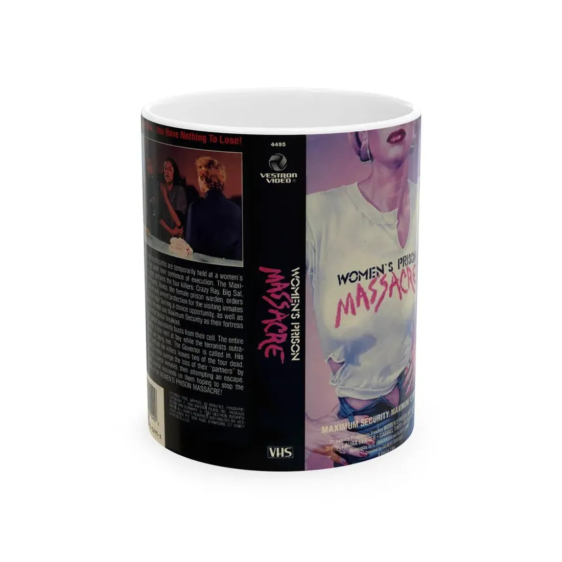 WOMENS PRISON MASSACRE (VHS COVER) - White Coffee Mug 11oz - Go Mug Yourself
