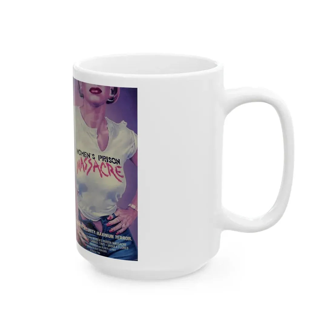 WOMENS PRISON MASSACRE (VHS COVER) - White Coffee Mug - Go Mug Yourself