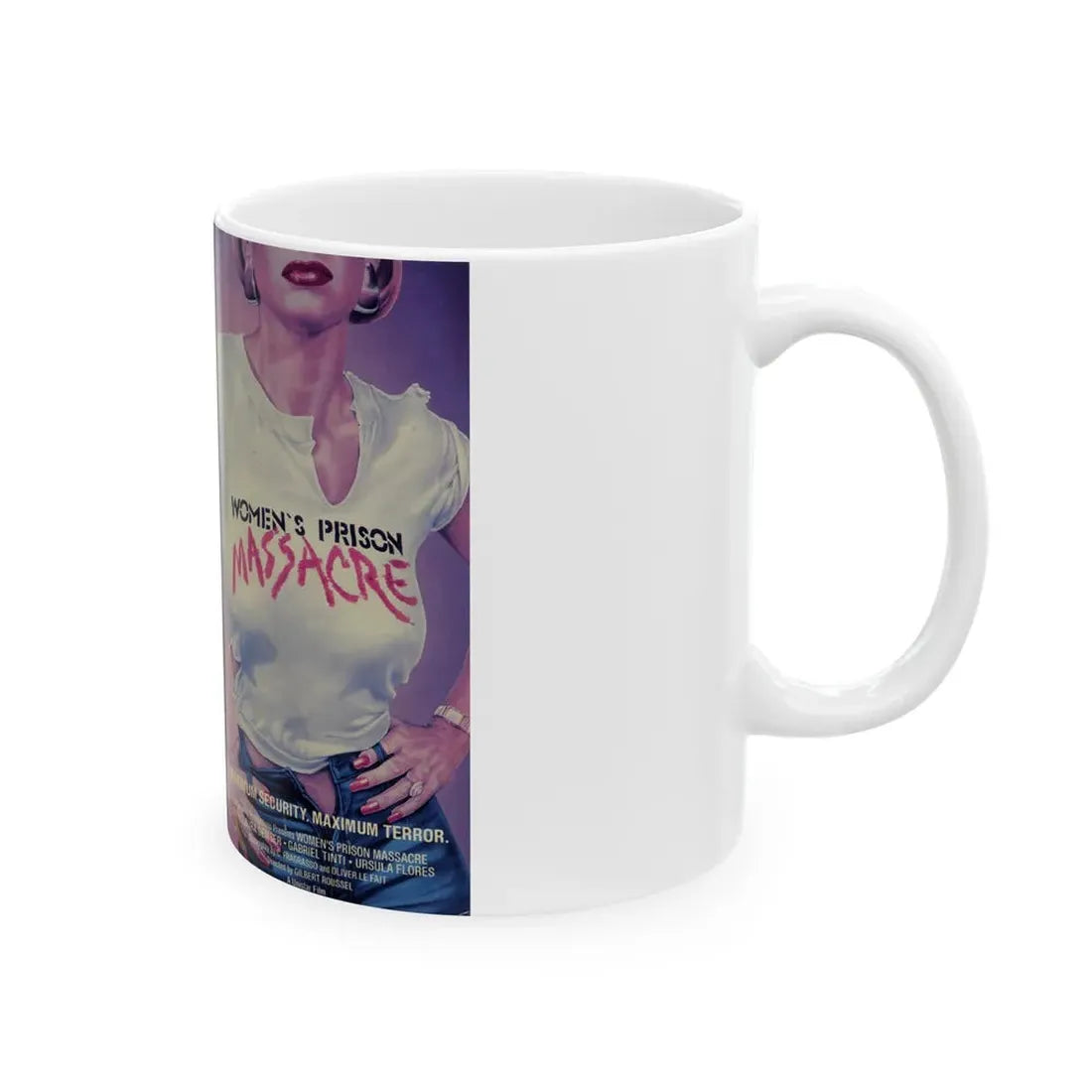 WOMENS PRISON MASSACRE (VHS COVER) - White Coffee Mug - Go Mug Yourself