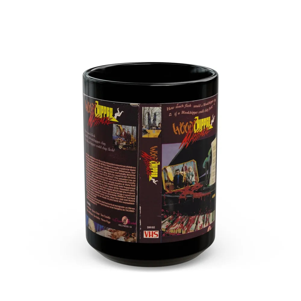 WOOD CHIPPER MASSACRE (VHS COVER) - Black Coffee Mug-15oz-Go Mug Yourself