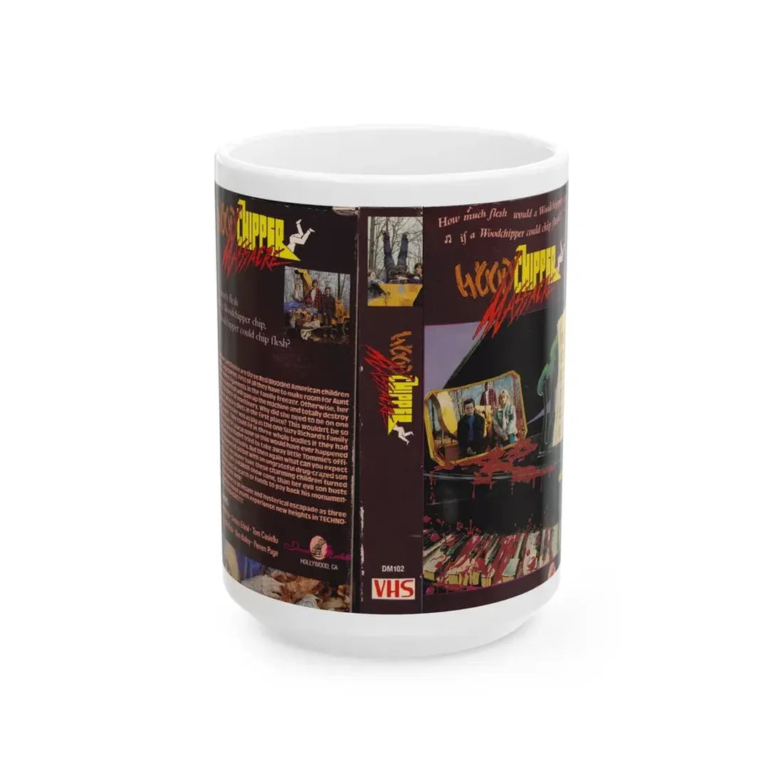 WOOD CHIPPER MASSACRE (VHS COVER) - White Coffee Mug 15oz - Go Mug Yourself