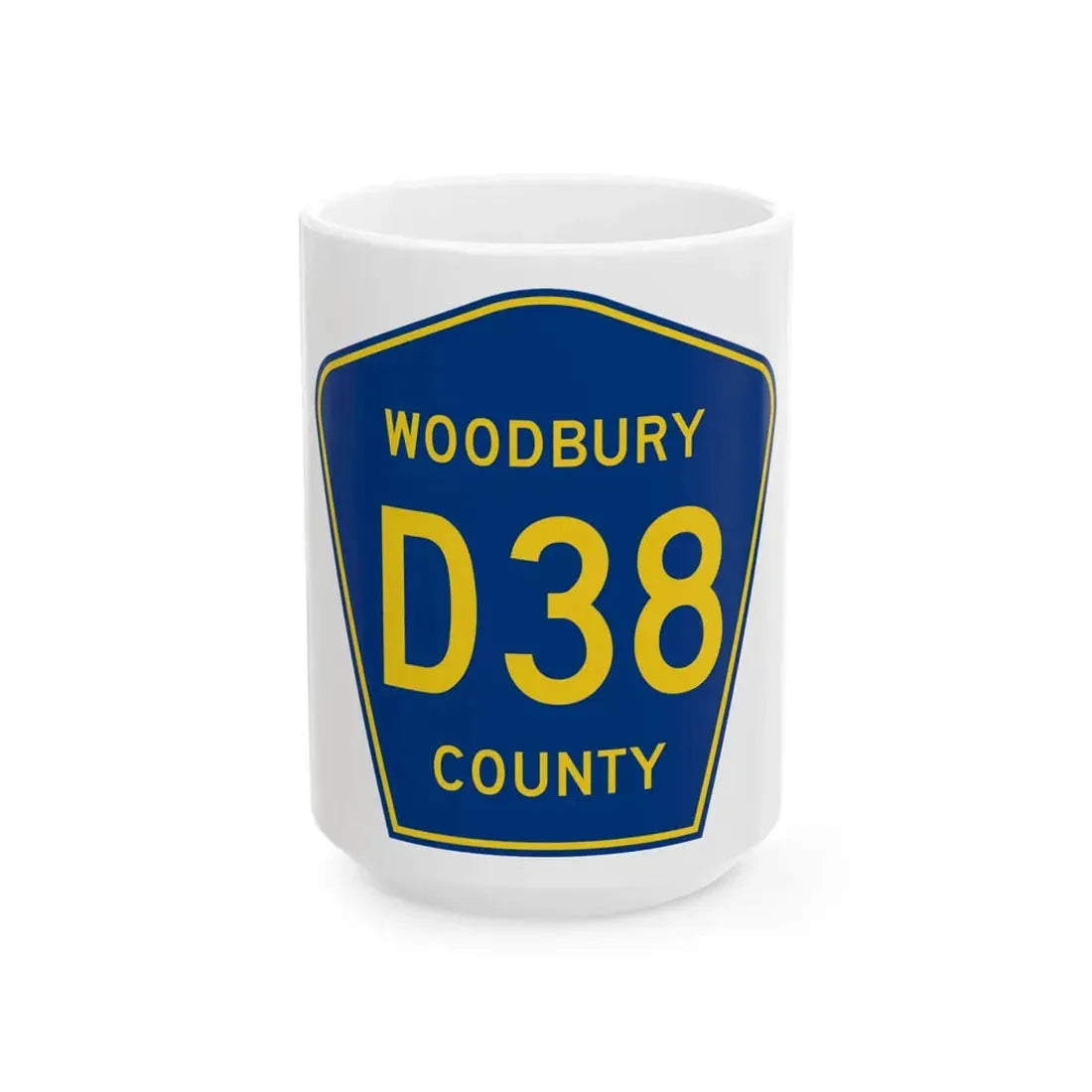 Woodbury County Route D38 IA (Iowa) (Road Sign) White Coffee Mug 15oz - Go Mug Yourself