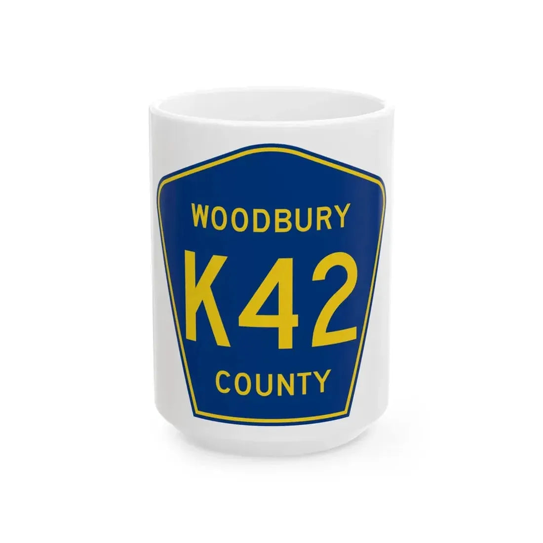 Woodbury County Route K42 IA (Iowa) (Road Sign) White Coffee Mug 15oz - Go Mug Yourself