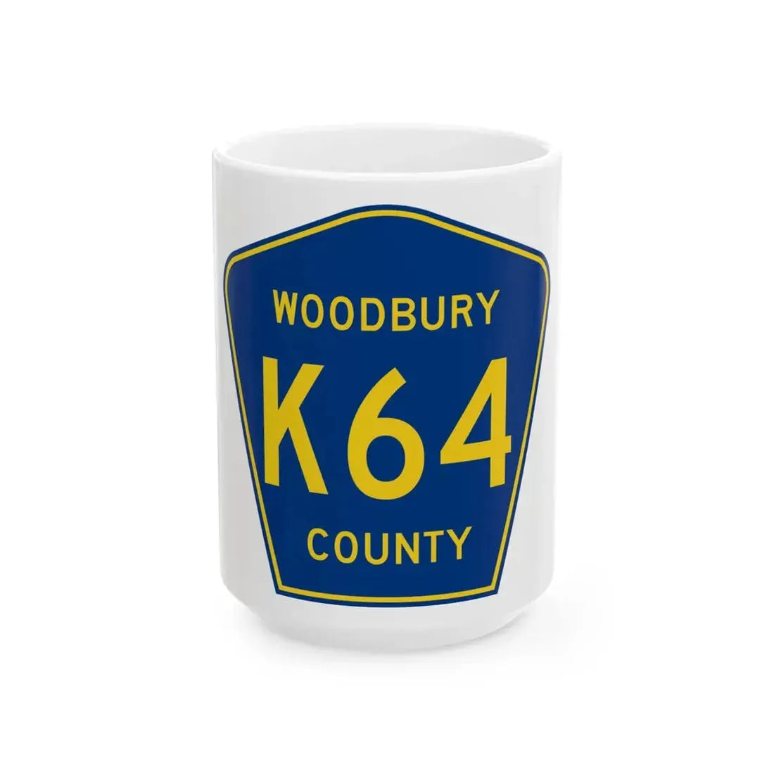Woodbury County Route K64 IA (Iowa) (Road Sign) White Coffee Mug 15oz - Go Mug Yourself