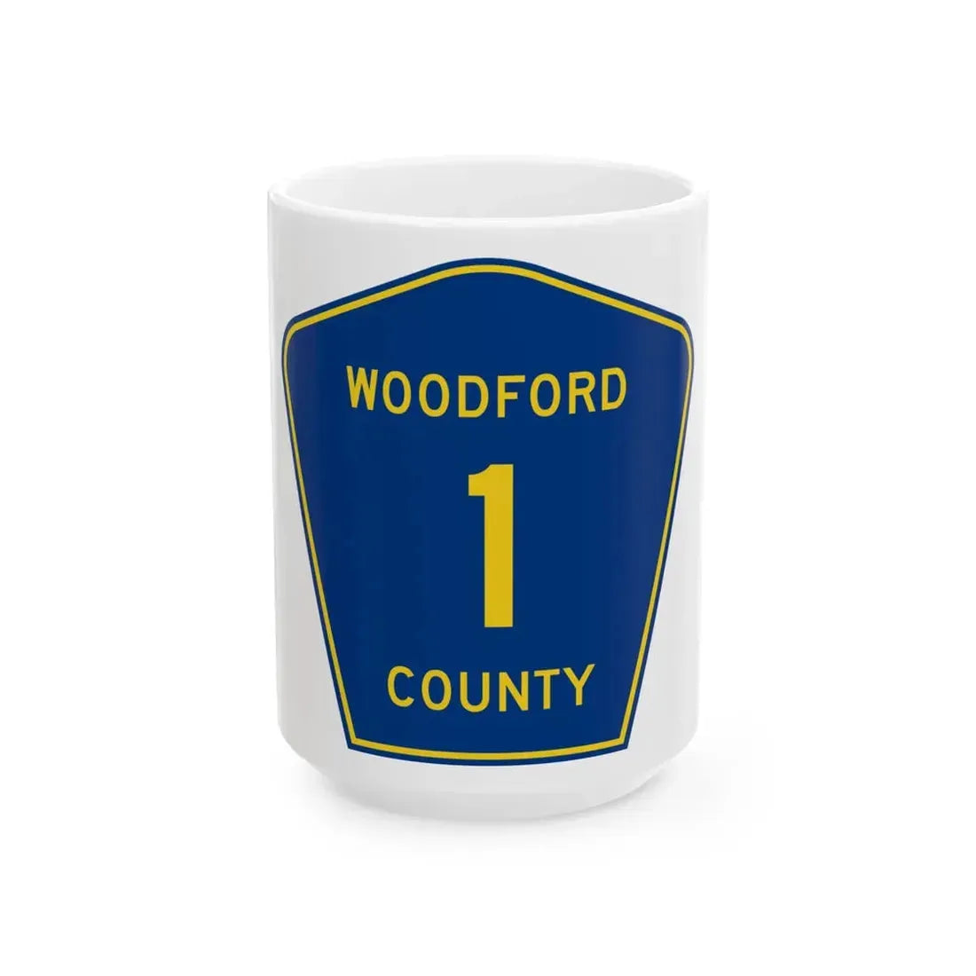 Woodford County 1 (Illinois) (Road Sign) White Coffee Mug 15oz - Go Mug Yourself