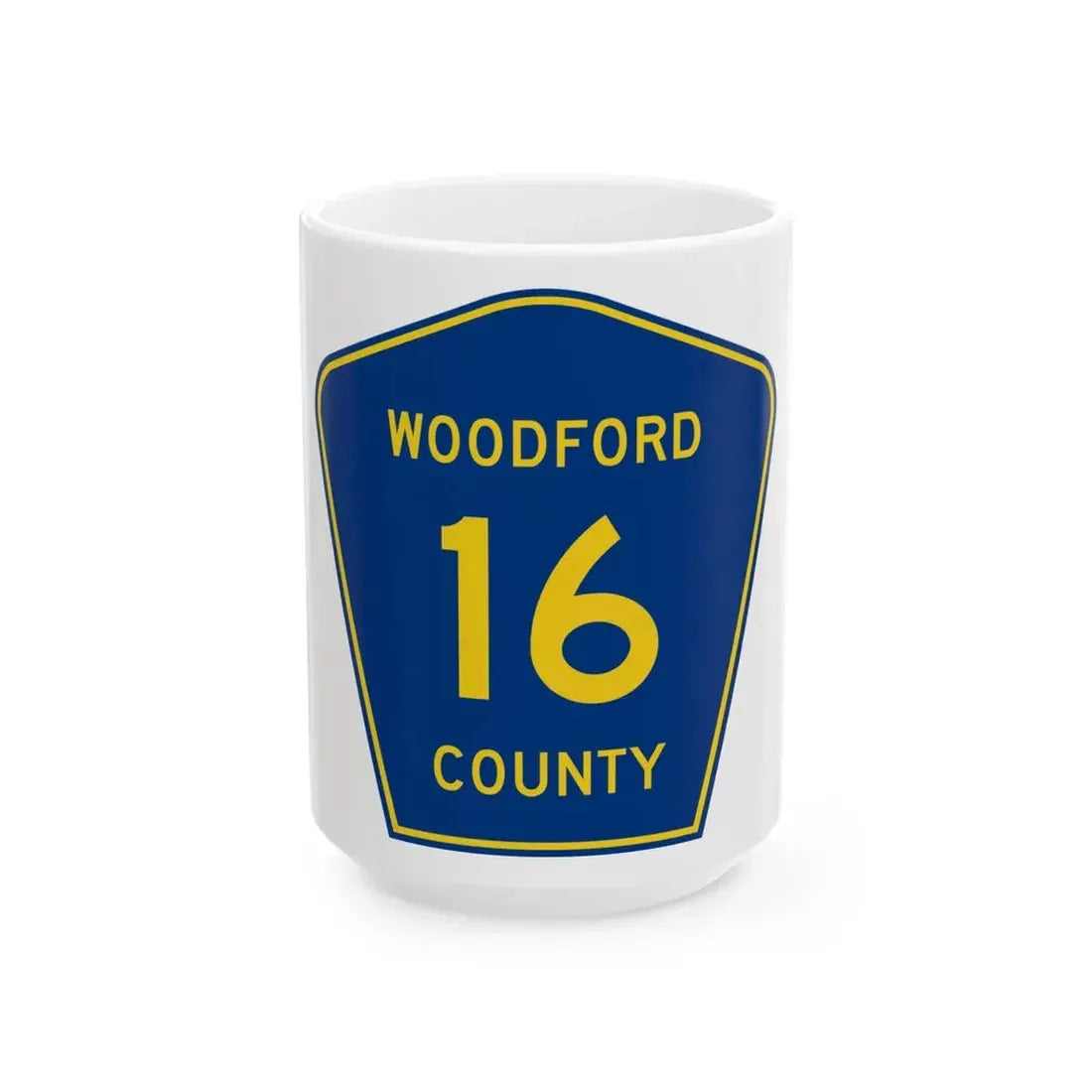 Woodford County 16 (Illinois) (Road Sign) White Coffee Mug 15oz - Go Mug Yourself