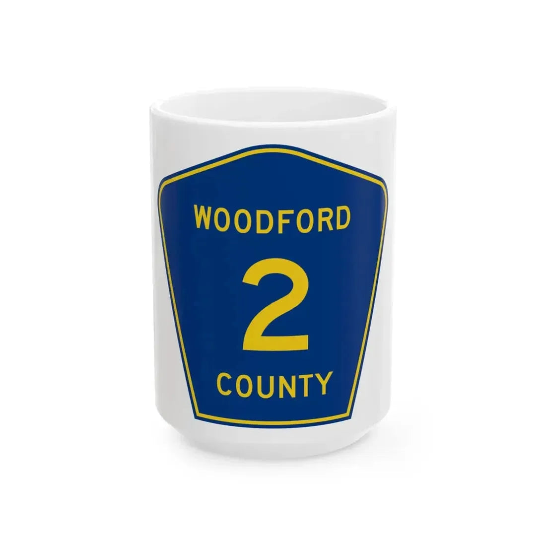 Woodford County 2 (Illinois) (Road Sign) White Coffee Mug 15oz - Go Mug Yourself