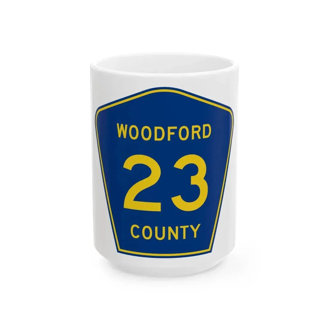 Woodford County 23 (Illinois) (Road Sign) White Coffee Mug 15oz - Go Mug Yourself