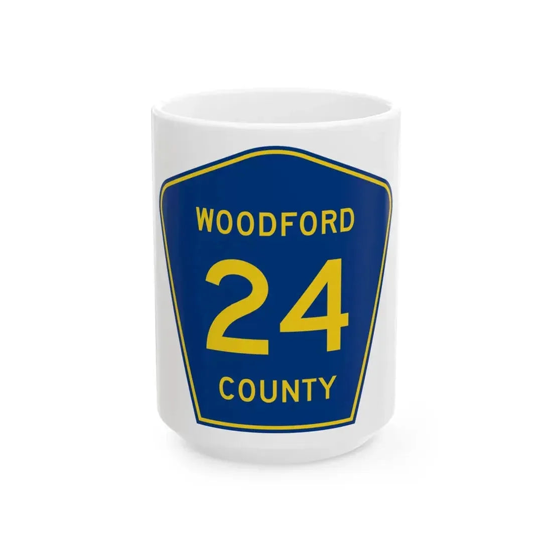 Woodford County 24 (Illinois) (Road Sign) White Coffee Mug 15oz - Go Mug Yourself