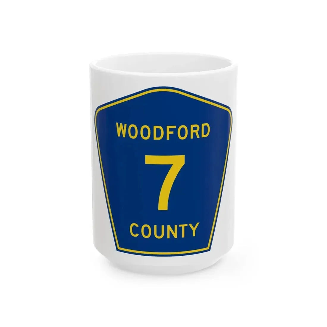 Woodford County 7 (Illinois) (Road Sign) White Coffee Mug 15oz - Go Mug Yourself