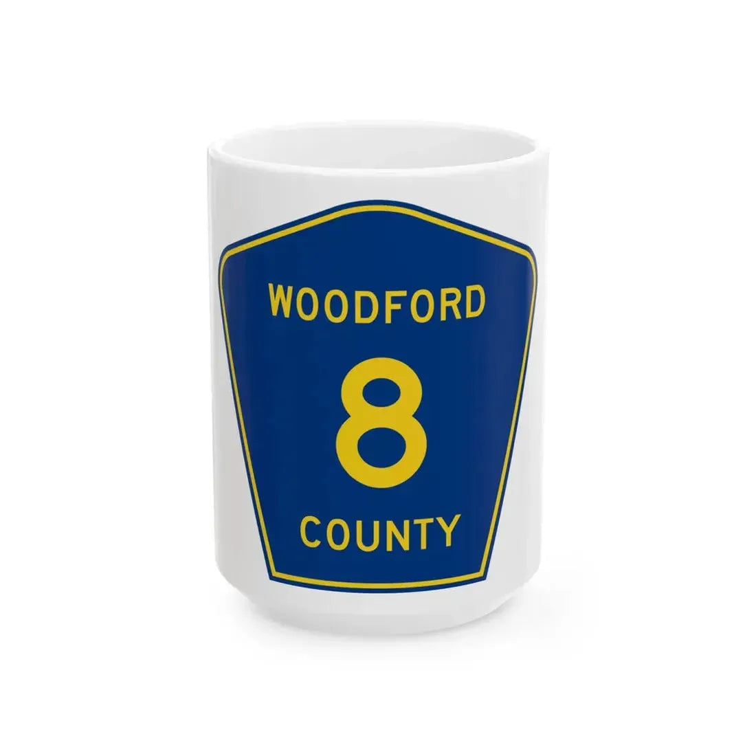 Woodford County 8 (Illinois) (Road Sign) White Coffee Mug 15oz - Go Mug Yourself