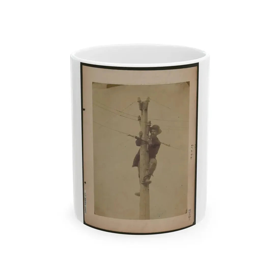 Worker Repairing Telegraph Line (U.S. Civil War) White Coffee Mug 11oz - Go Mug Yourself