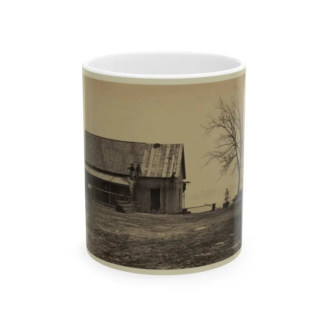 Workers Constructing A Wood Building (U.S. Civil War) White Coffee Mug 11oz - Go Mug Yourself