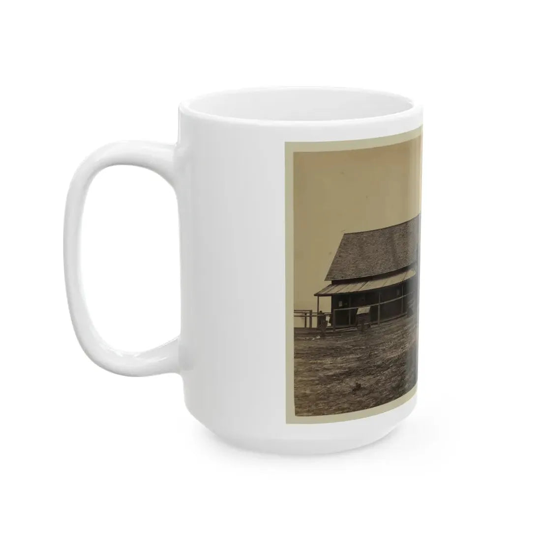 Workers Constructing A Wood Building (U.S. Civil War) White Coffee Mug - Go Mug Yourself