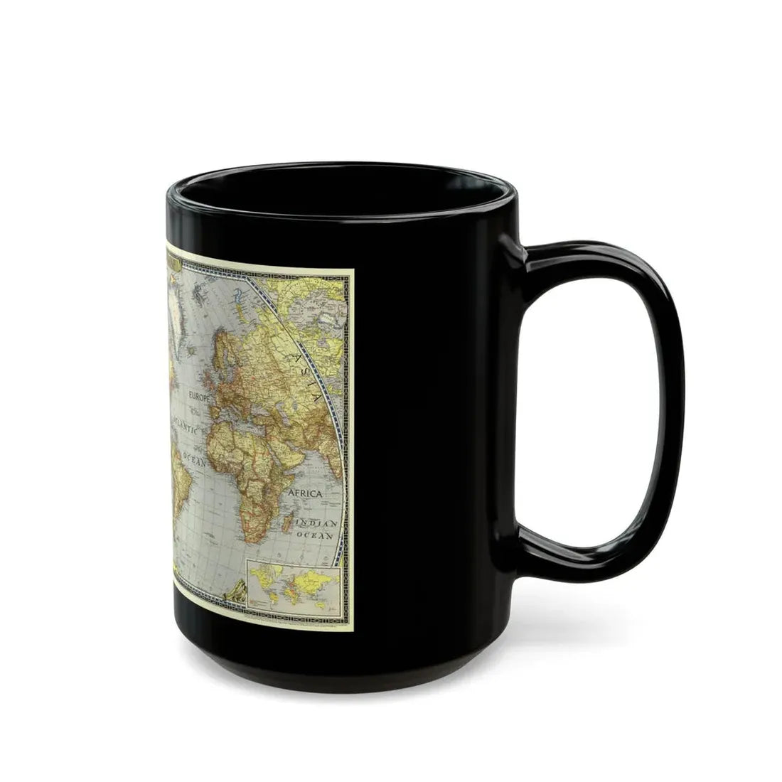 World Map (1943) (Map) Black Coffee Mug - Go Mug Yourself