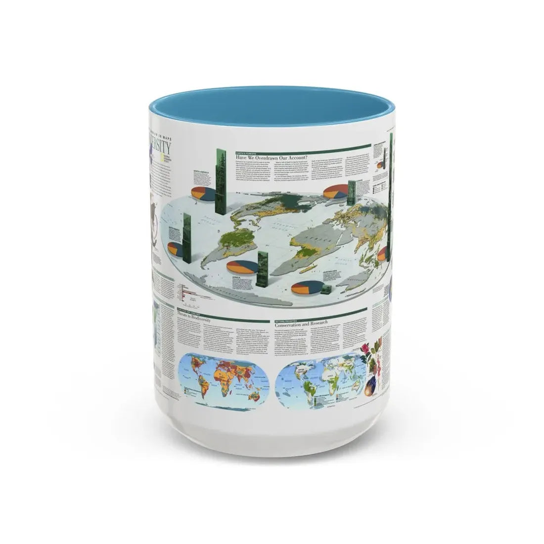 World Map - Biodiversity (1999) (Map) Accent Coffee Mug 15oz Light Blue - Go Mug Yourself