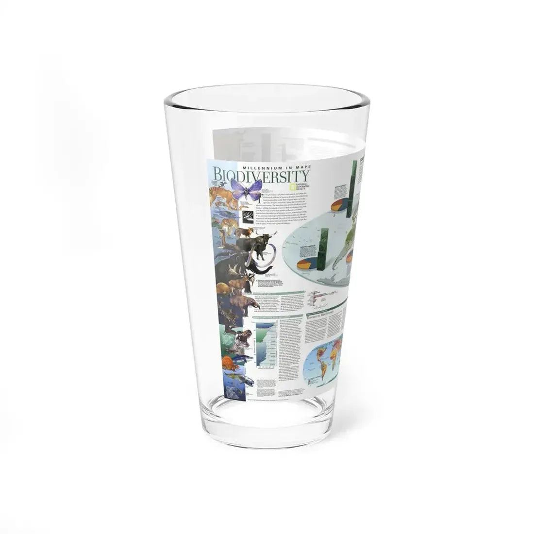World Map - Biodiversity (1999) (Map) Pint Glass 16oz - Go Mug Yourself