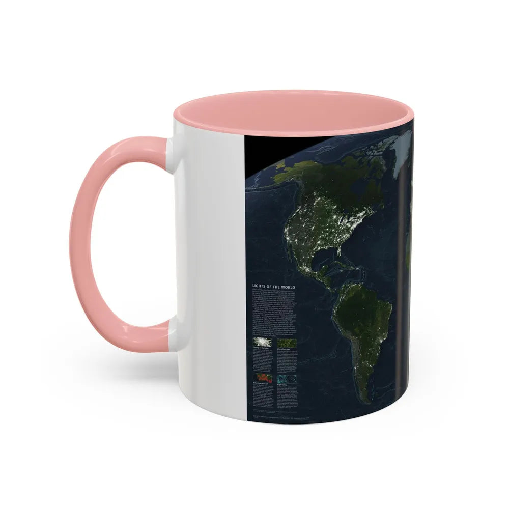 World Map - Earth at Night (2004) (Map) Accent Coffee Mug - Go Mug Yourself