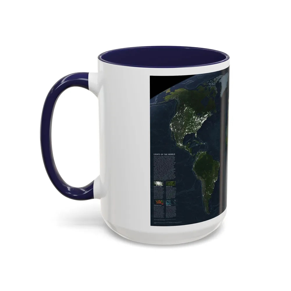 World Map - Earth at Night (2004) (Map) Accent Coffee Mug - Go Mug Yourself