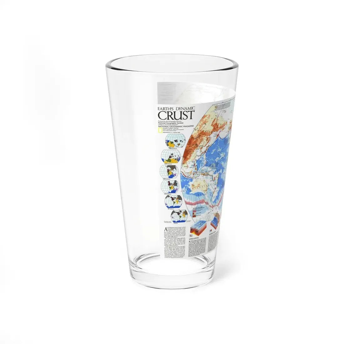 World Map - Earth's Dynamic Crust (1985) (Map) Pint Glass 16oz - Go Mug Yourself