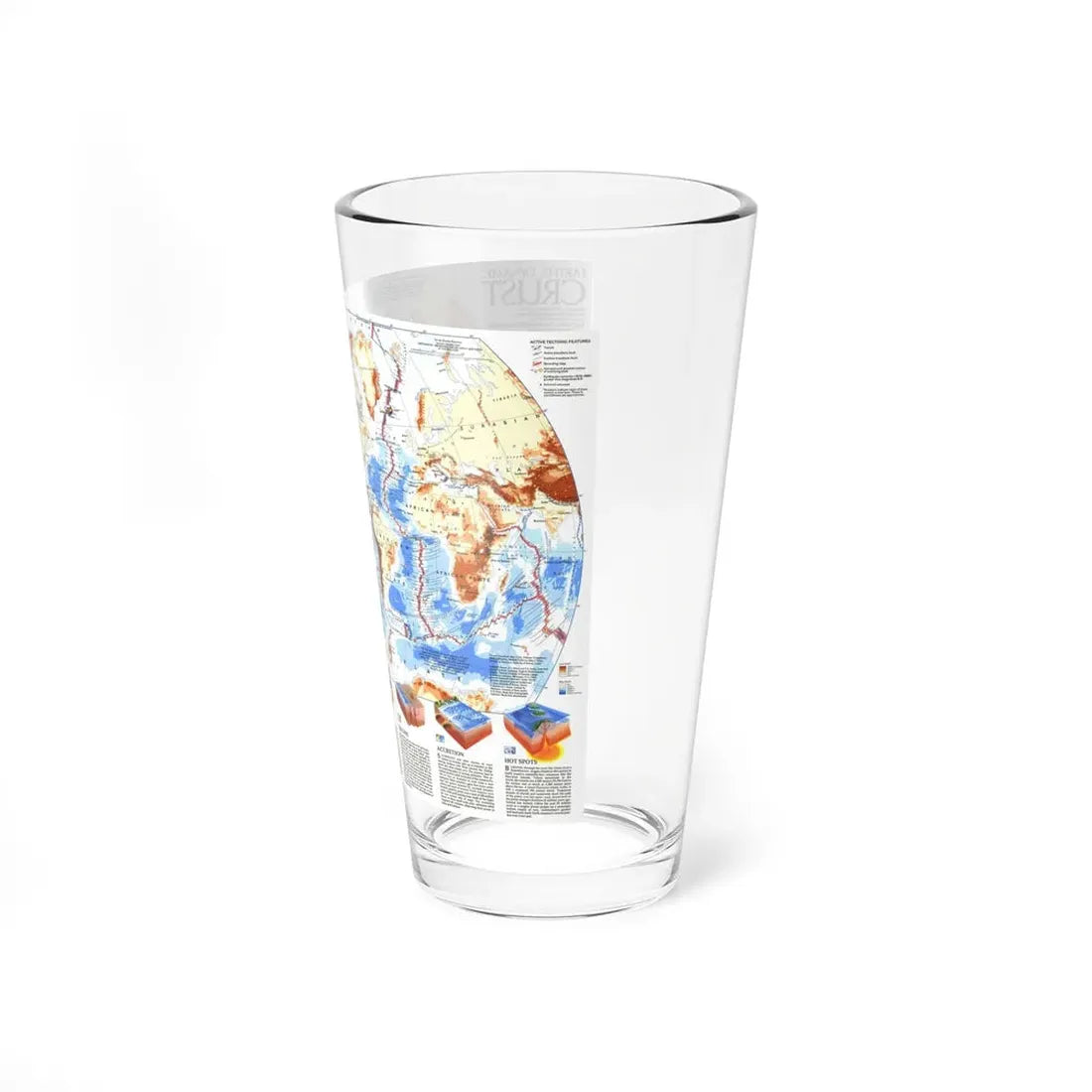 World Map - Earth's Dynamic Crust (1985) (Map) Pint Glass 16oz - Go Mug Yourself