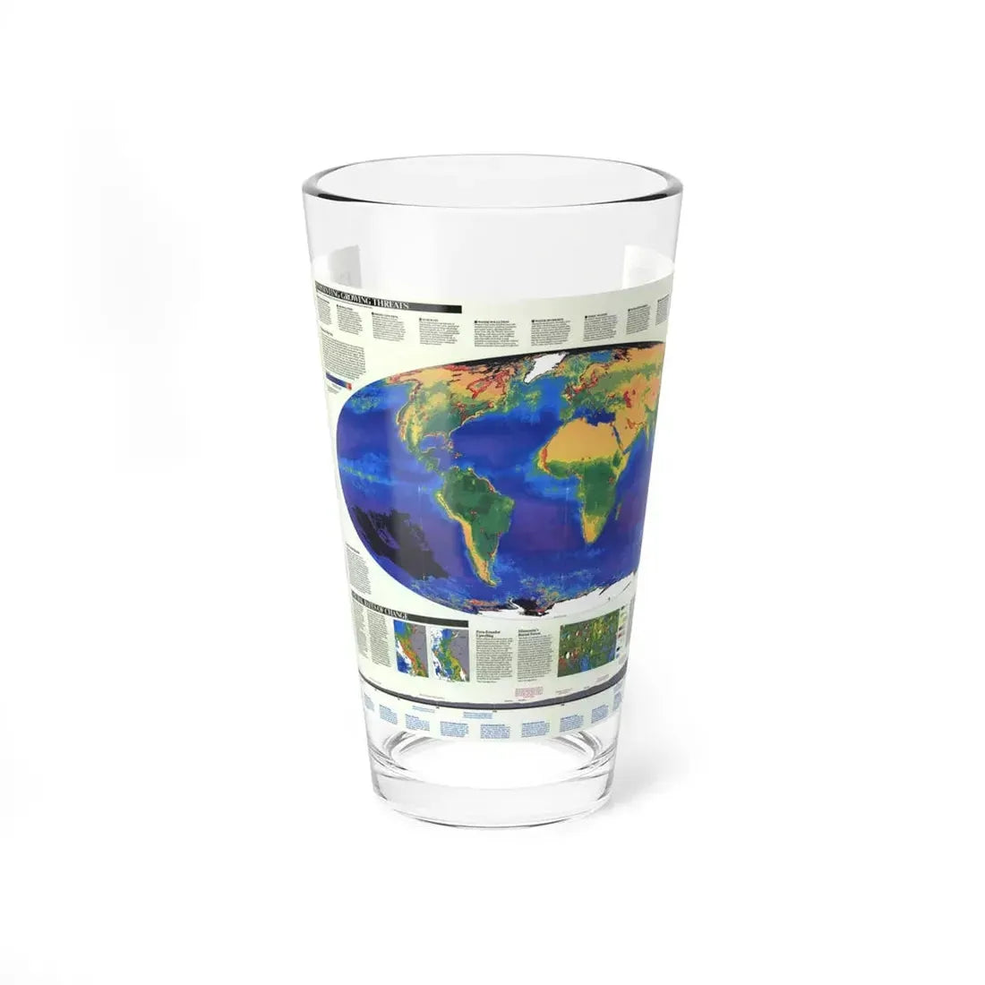 World Map - Endangered Earth (Map) Pint Glass 16oz 16oz - Go Mug Yourself