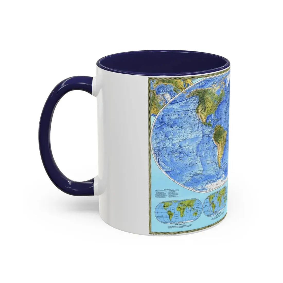 World Map - Physical (1994) (Map) Accent Coffee Mug - Go Mug Yourself