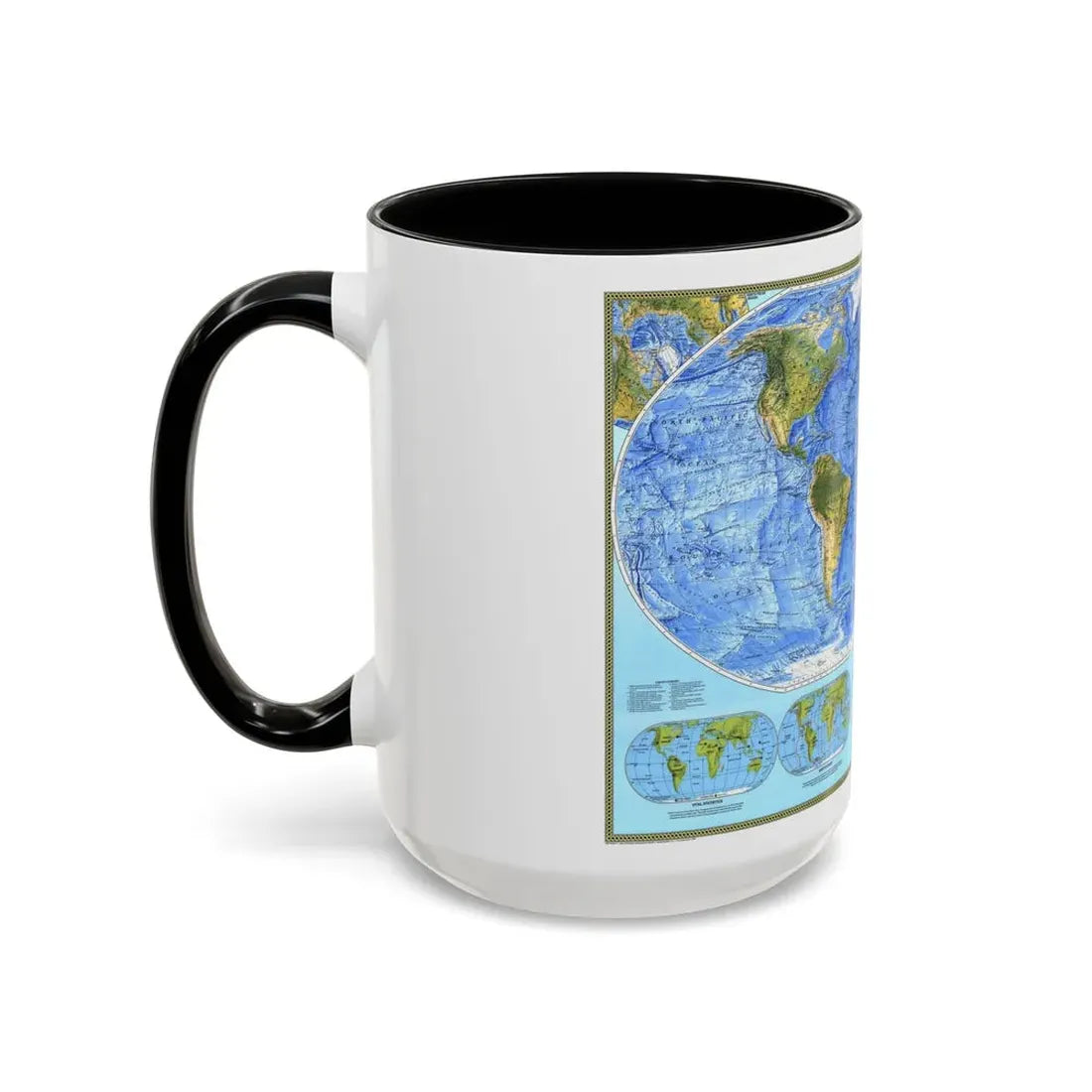 World Map - Physical (1994) (Map) Accent Coffee Mug - Go Mug Yourself