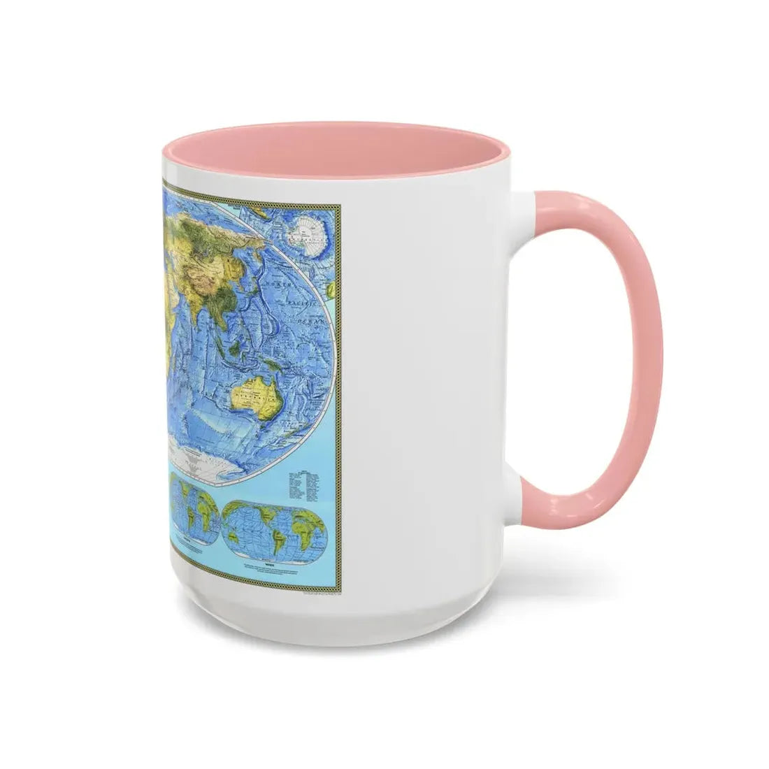 World Map - Physical (1994) (Map) Accent Coffee Mug - Go Mug Yourself