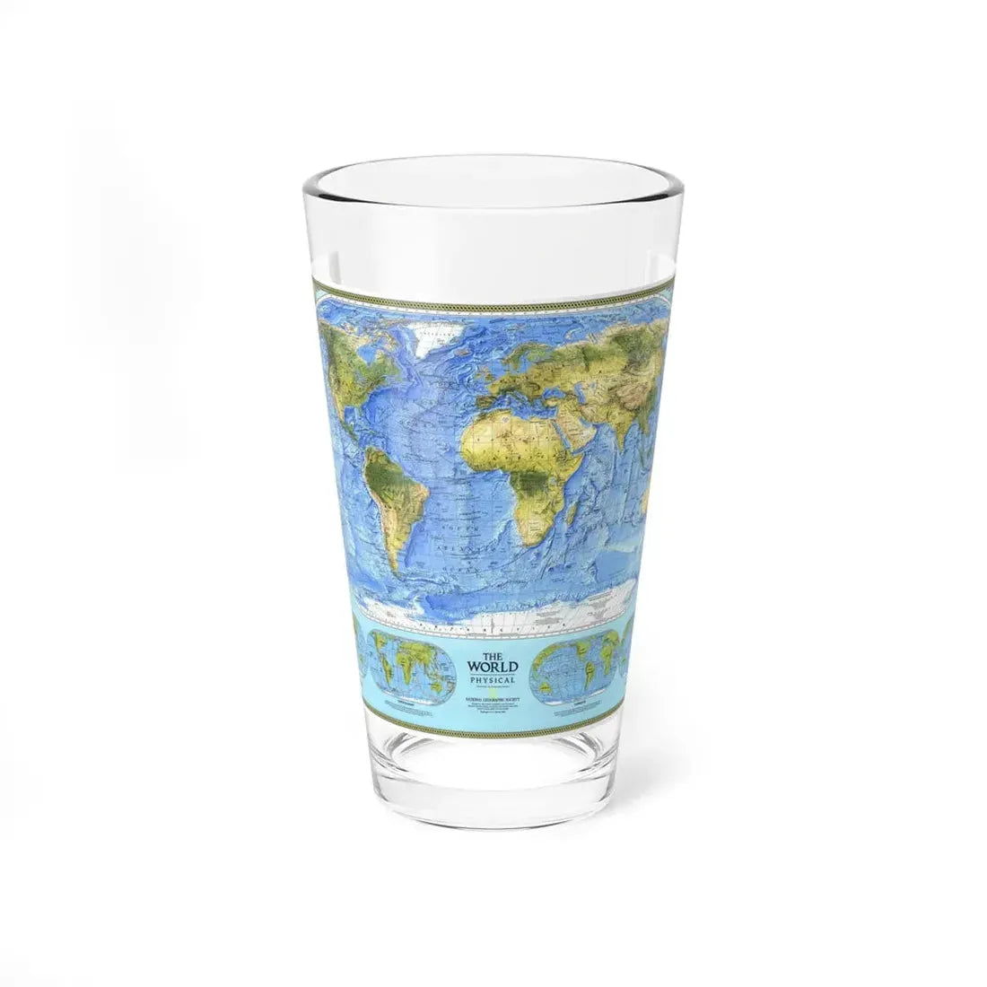 World Map - Physical (1994) (Map) Pint Glass 16oz 16oz - Go Mug Yourself