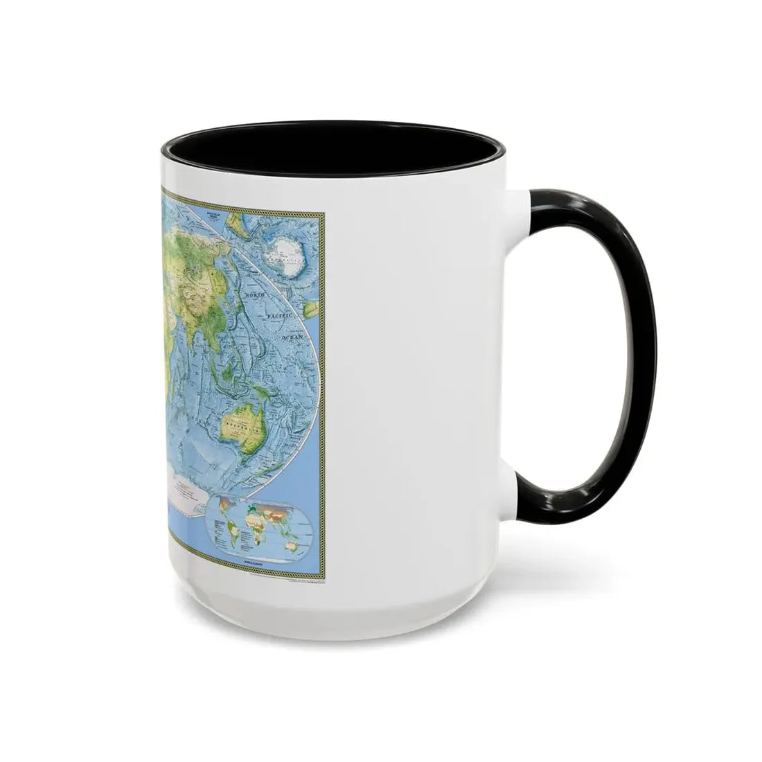 World Map - Physical (2005) (Map) Accent Coffee Mug - Go Mug Yourself