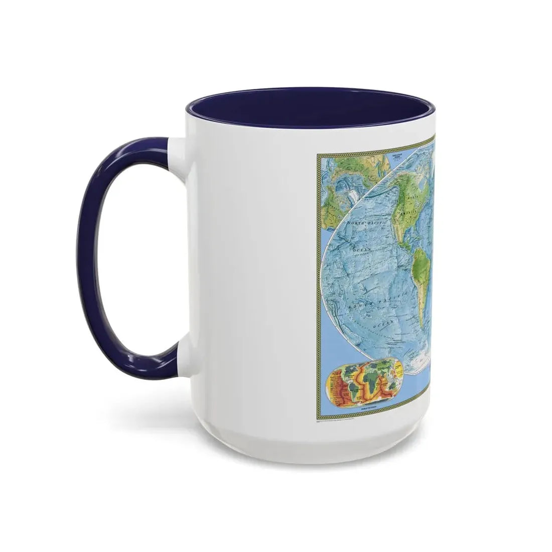 World Map - Physical (2005) (Map) Accent Coffee Mug - Go Mug Yourself
