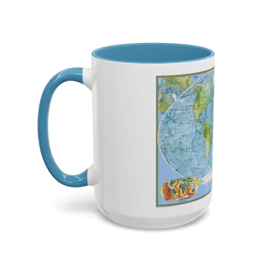 World Map - Physical (2005) (Map) Accent Coffee Mug - Go Mug Yourself