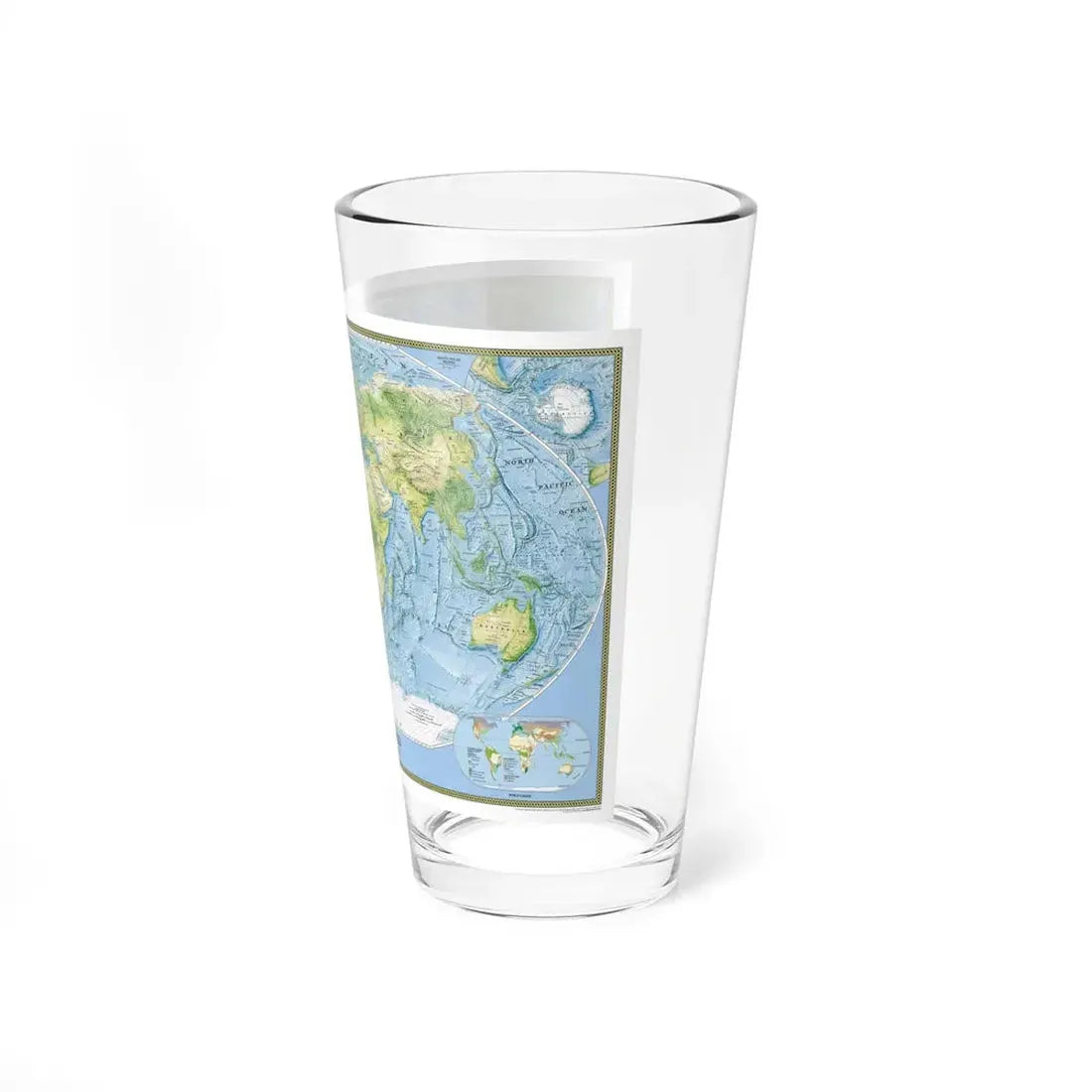 World Map - Physical (2005) (Map) Pint Glass 16oz - Go Mug Yourself