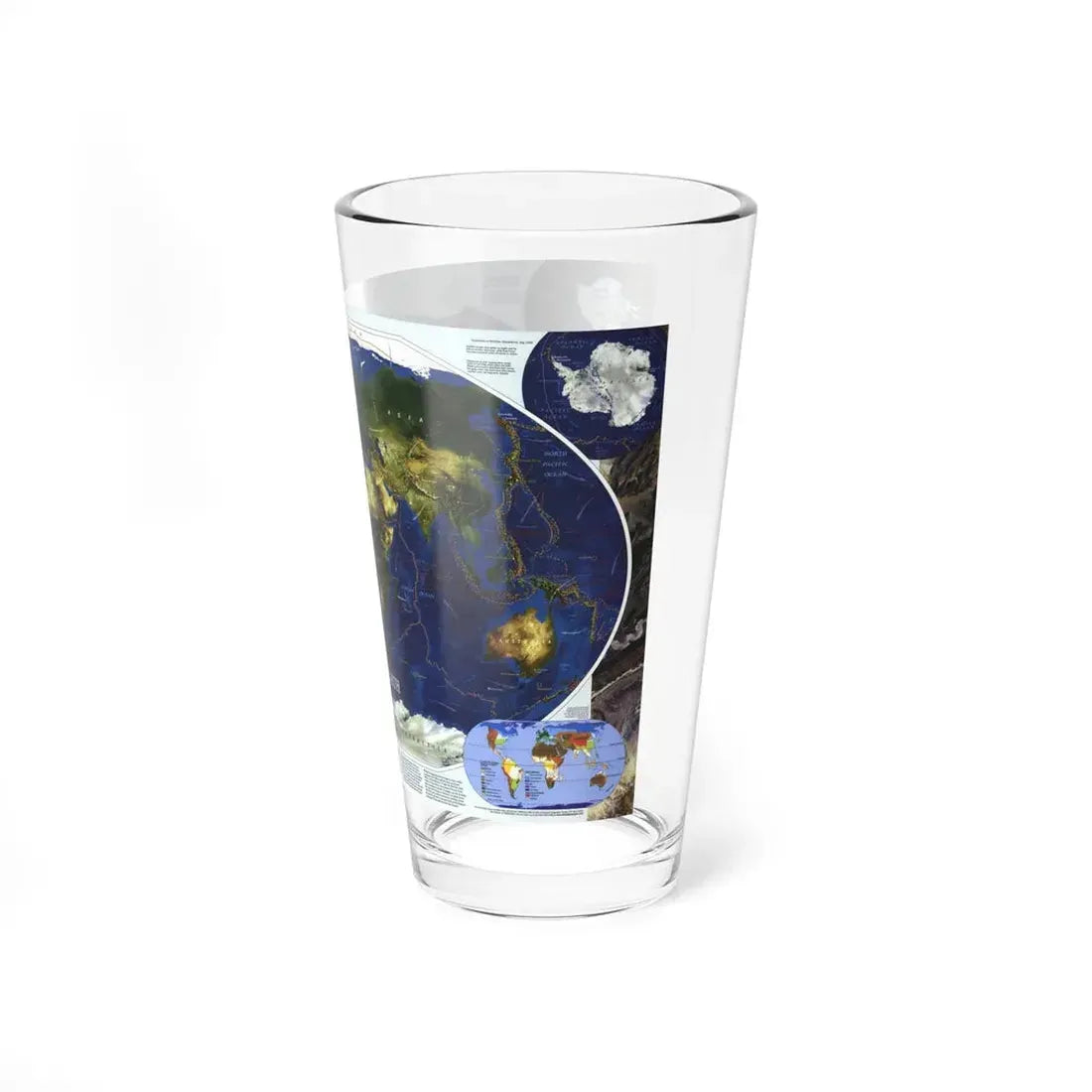World Map - Physical Earth 1 (1998) (Map) Pint Glass 16oz - Go Mug Yourself