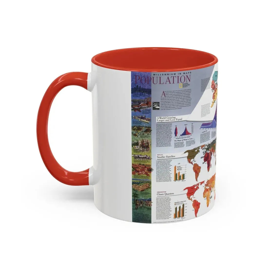 World Map - Population (1998) (Map) Accent Coffee Mug - Go Mug Yourself