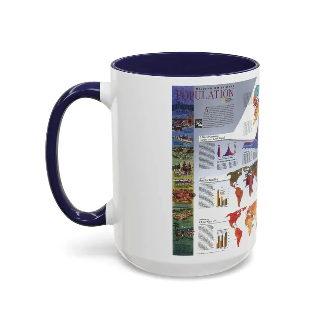 World Map - Population (1998) (Map) Accent Coffee Mug - Go Mug Yourself