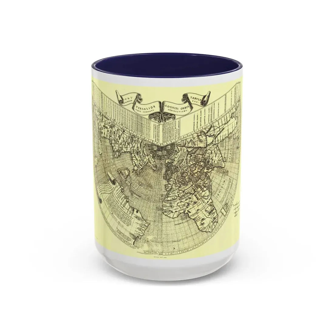 World Map - Ruysch (1508) (Map) Accent Coffee Mug 15oz Navy - Go Mug Yourself