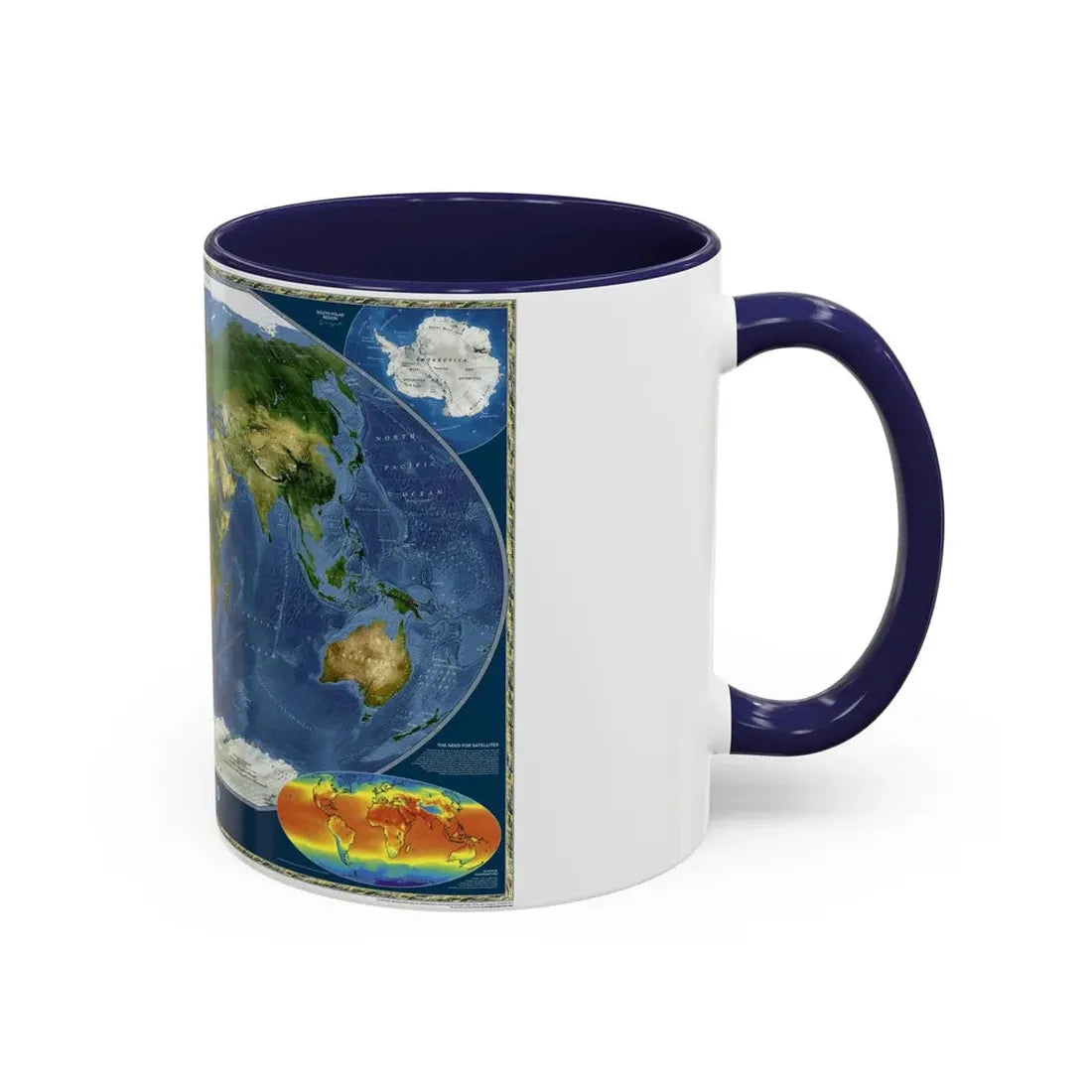 World Map - Satellite (2001) (Map) Accent Coffee Mug - Go Mug Yourself