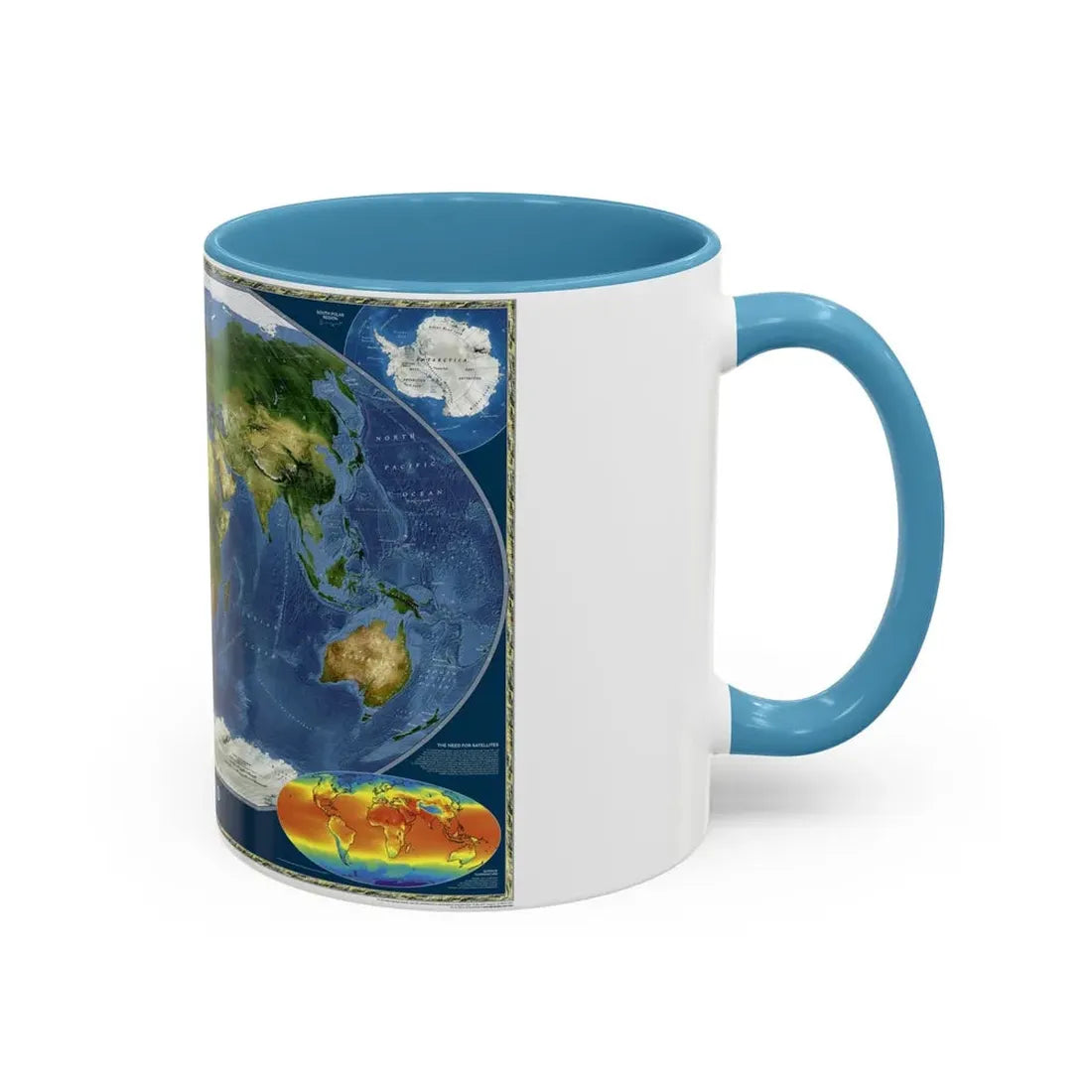 World Map - Satellite (2001) (Map) Accent Coffee Mug - Go Mug Yourself